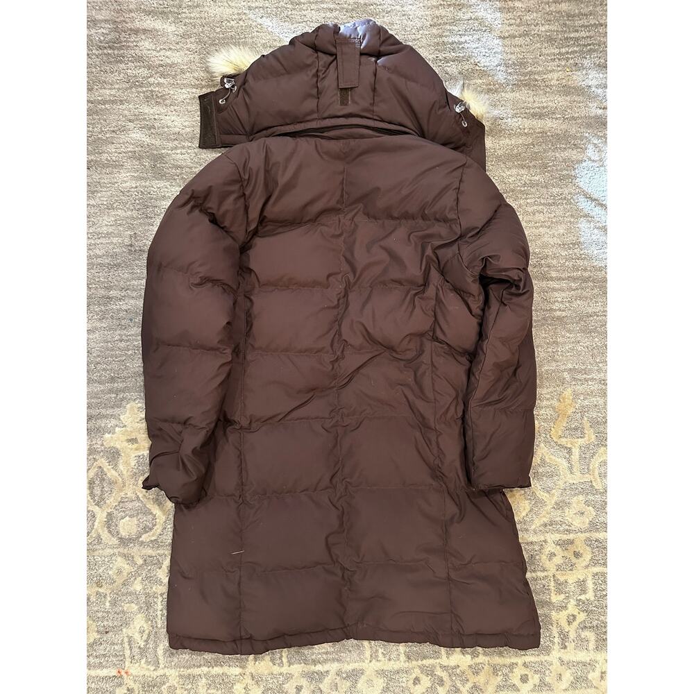 L.L.Bean Ultrawarm Down Coat 3/4 Length Brown Medium Down Puffer Fur Hood - Picture 7 of 7